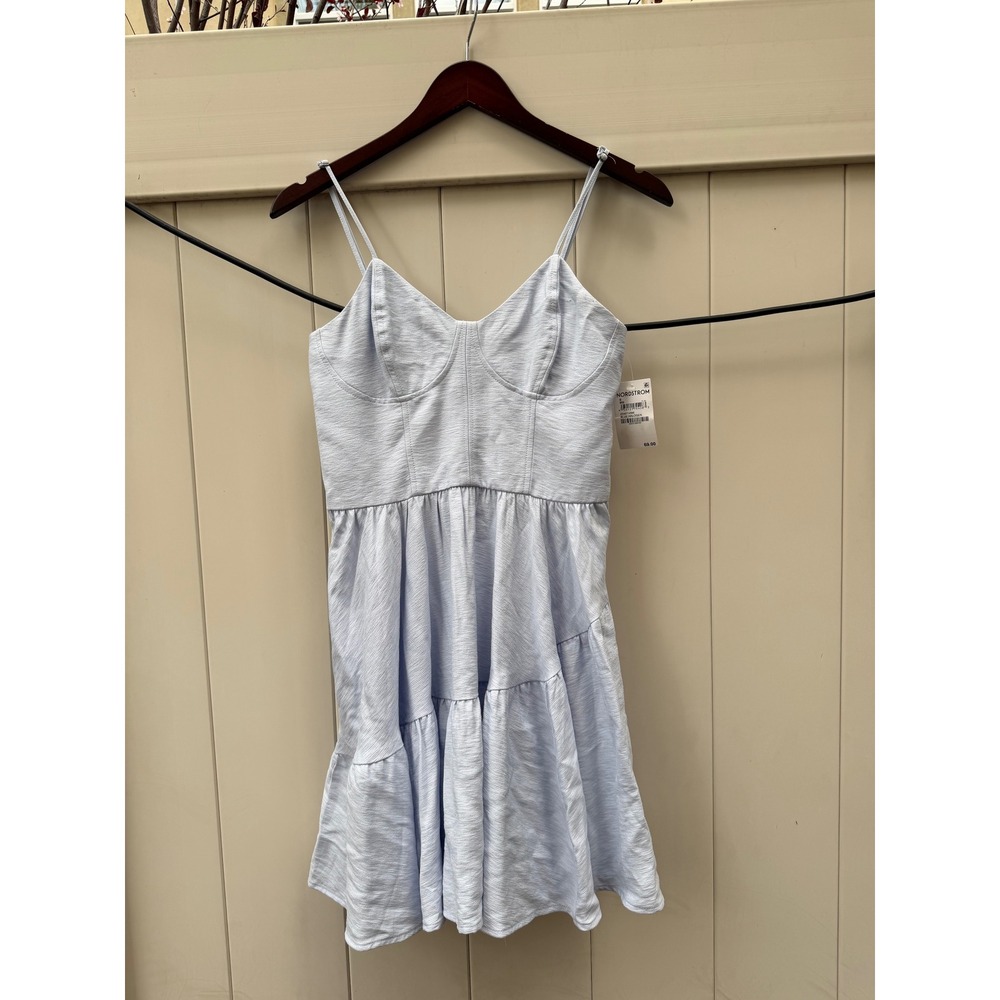 Open Edit Nordstrom Blue Halogen Tiered Bustier Mini‎ Dress ED481145MI Womens S
